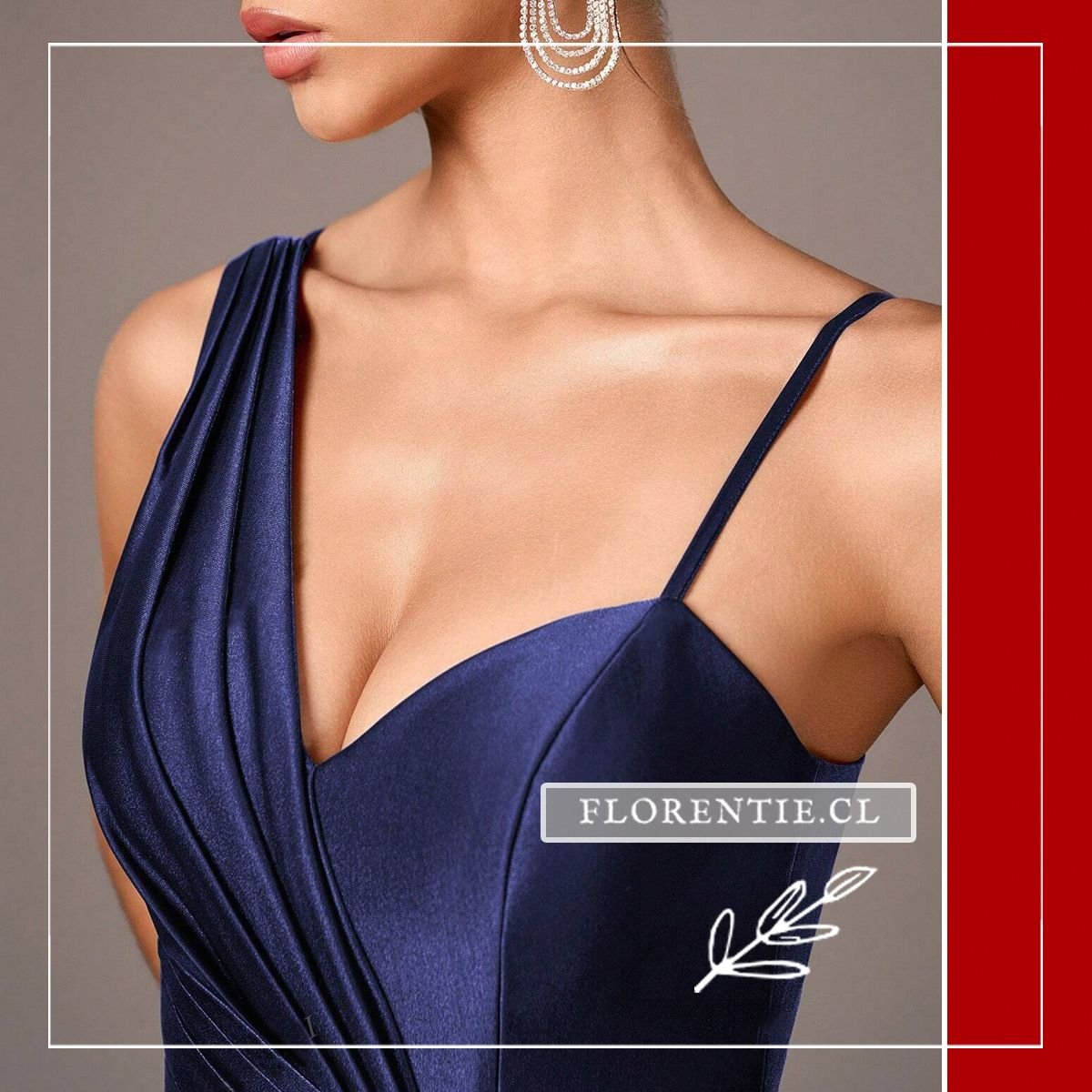 Detalle escote vestido graduación con cola