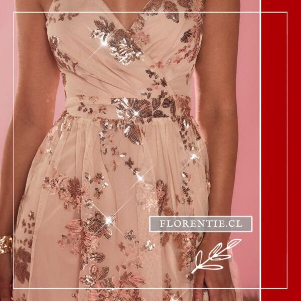 Detalle lentejuelas vestido graduacion corto juvenil