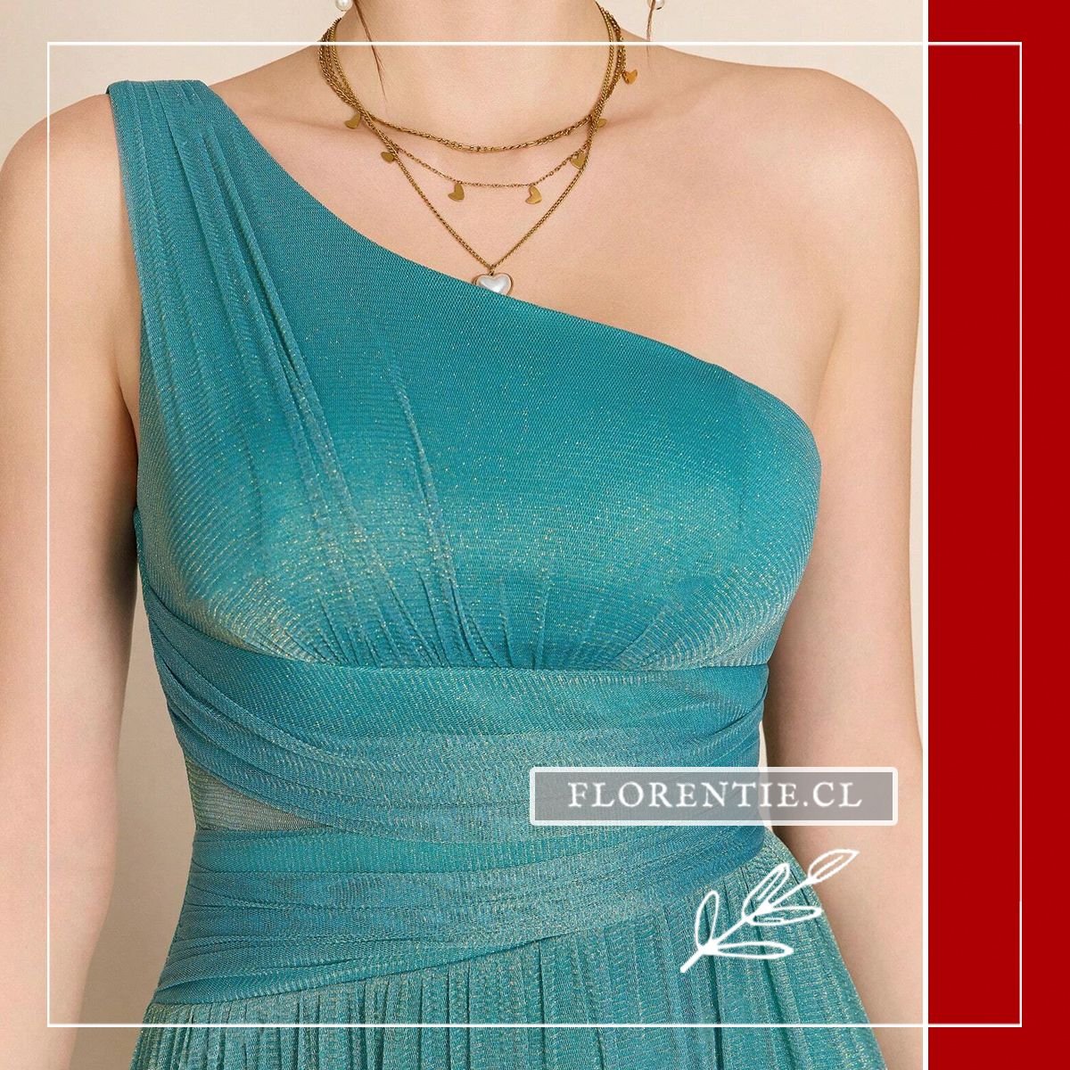 Detalle torso vestido graduacion aguamarina