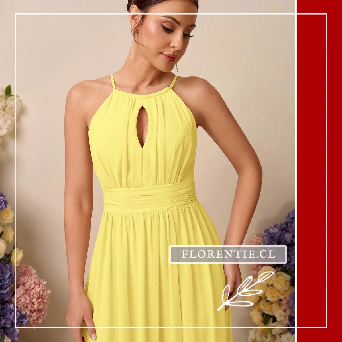 Detalle torso vestido graduacion amarillo