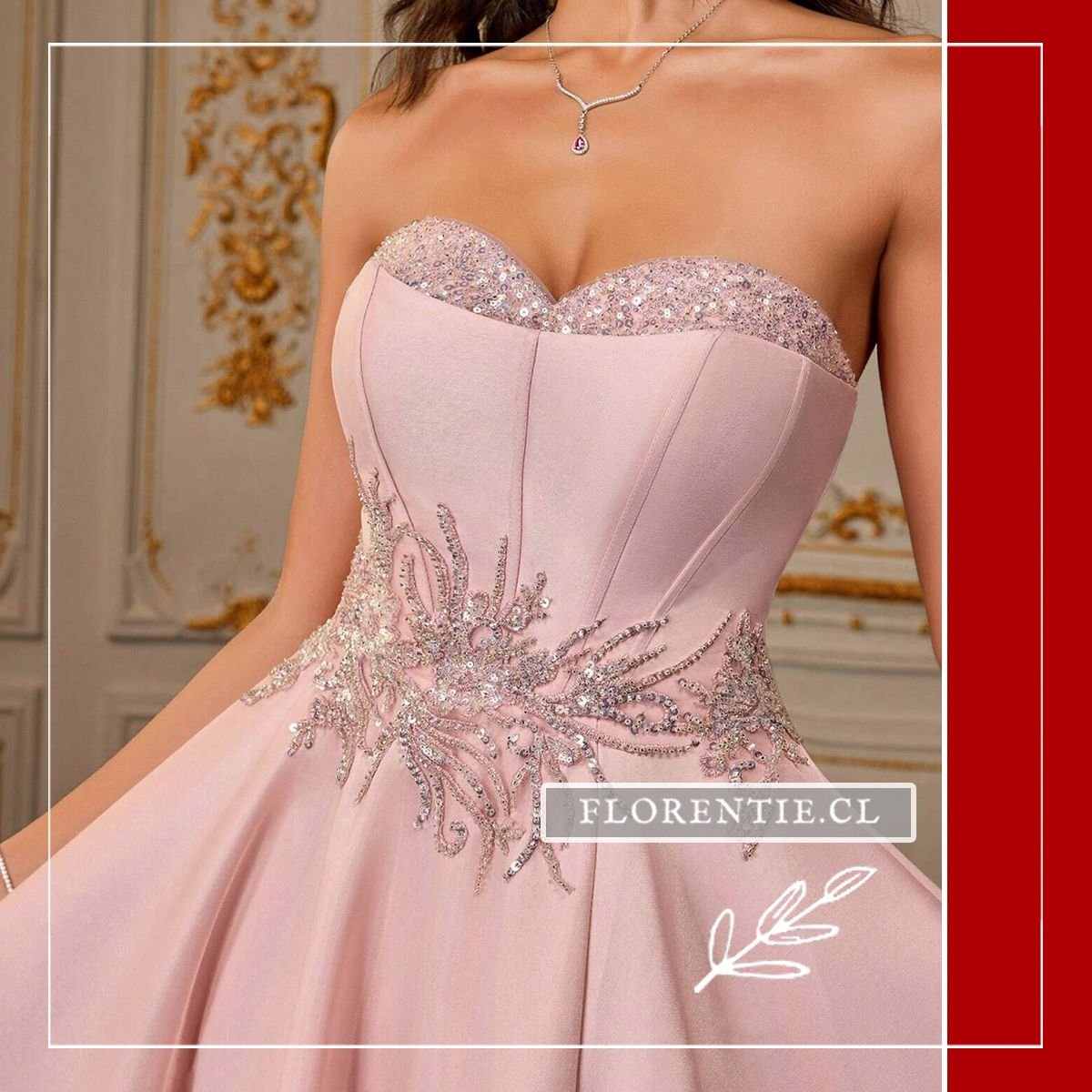 Detalle torso vestido graduación corte sirena