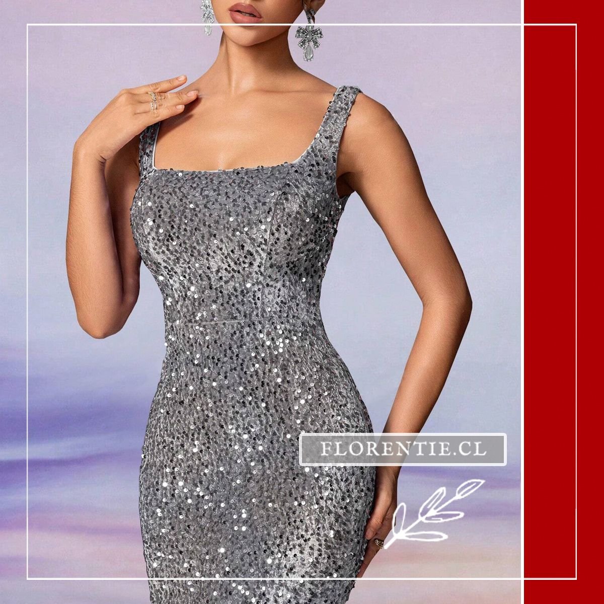 Detalle torso vestido graduacion escote cuadrado