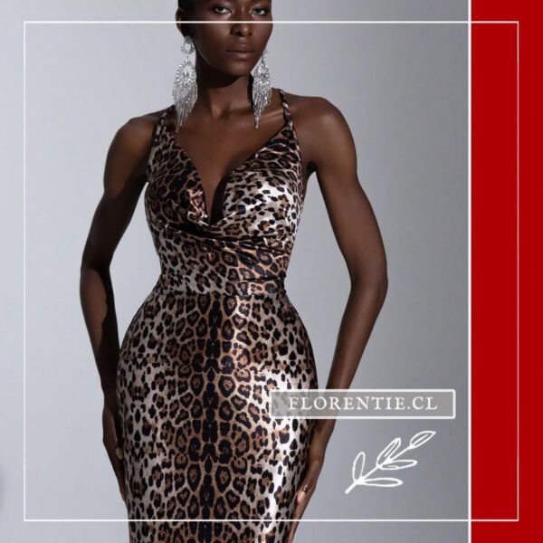 Detalle torso vestido graduacion leopardo