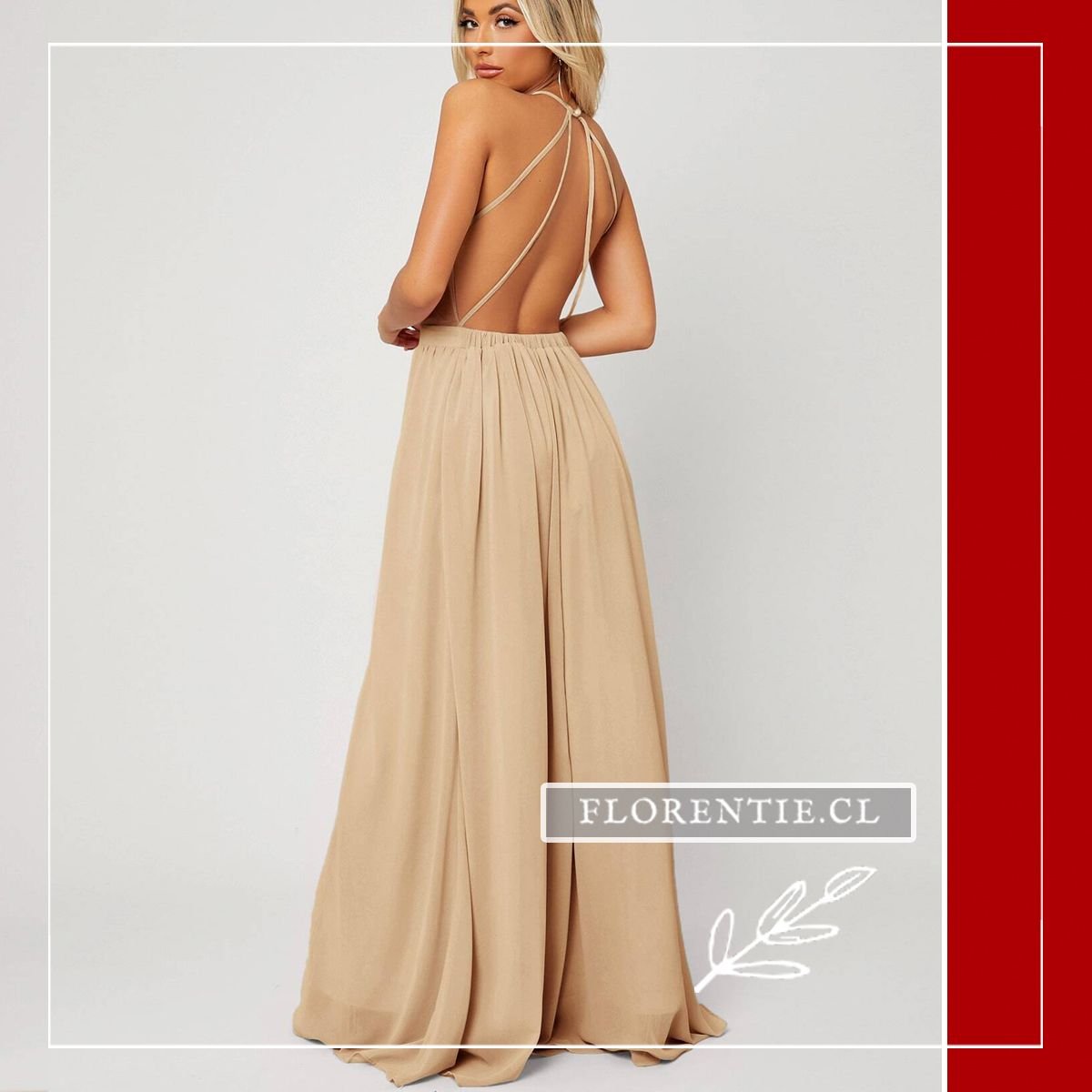 Espalda vestido de graduación color crema