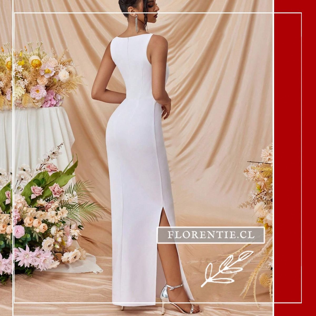 Espalda vestido de graduación largo blanco