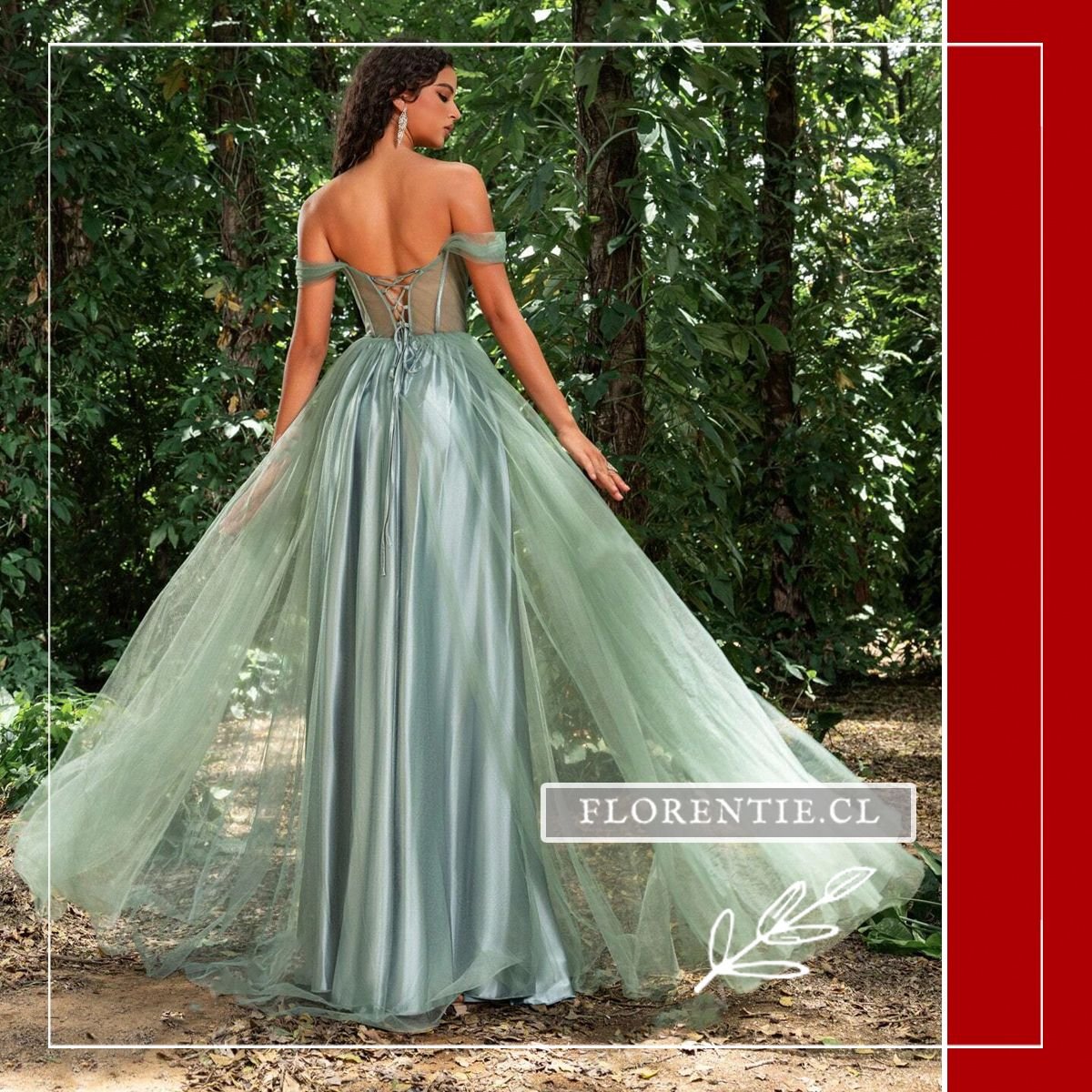 Espalda vestido de graduación verde claro