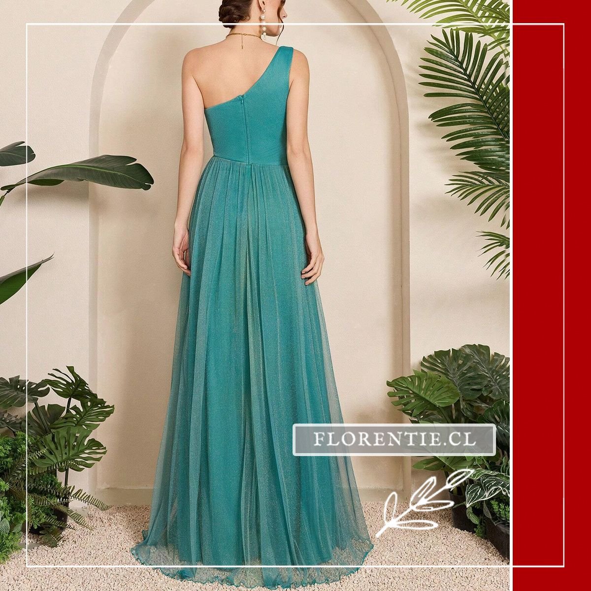 Espalda vestido graduacion aguamarina