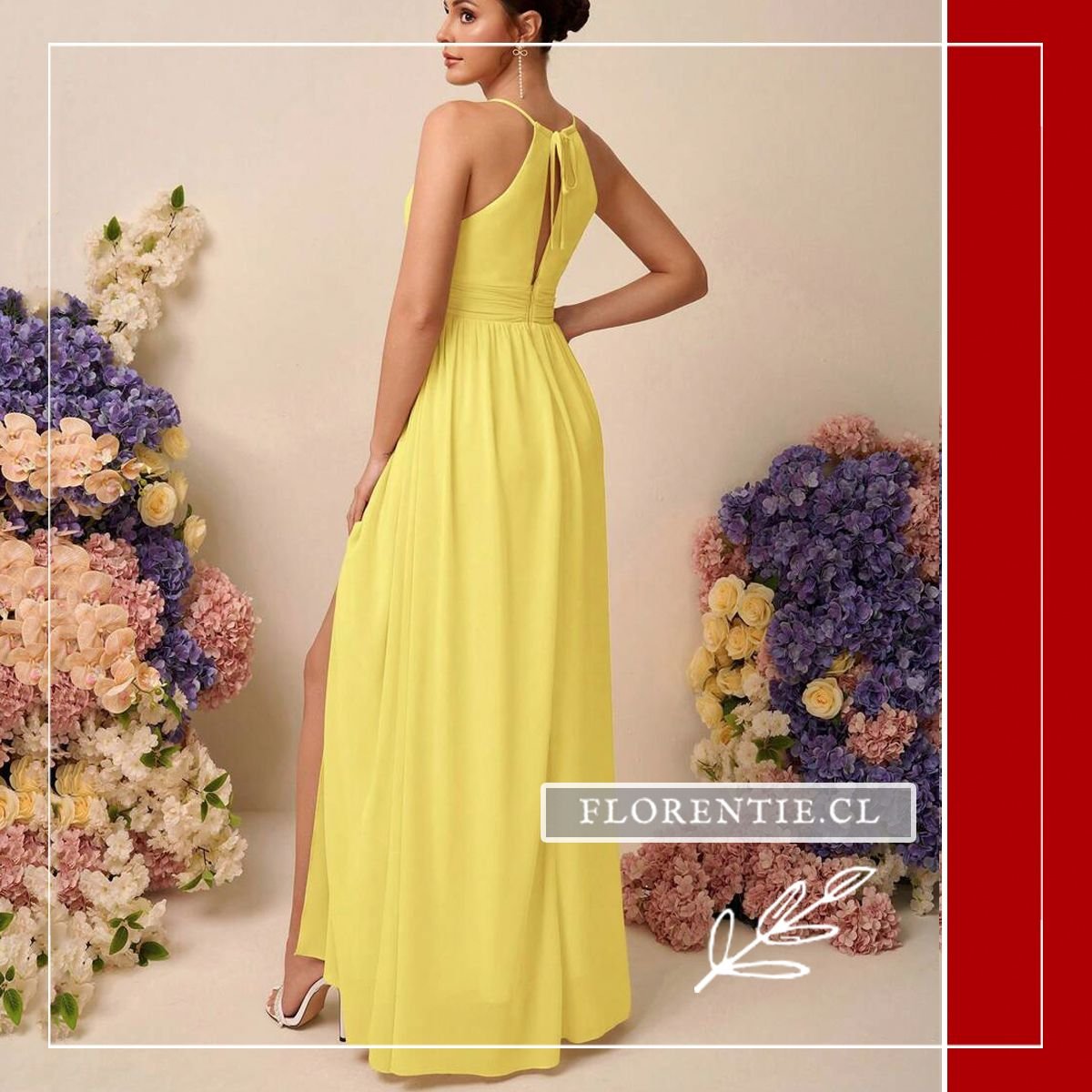 Espalda vestido graduacion amarillo