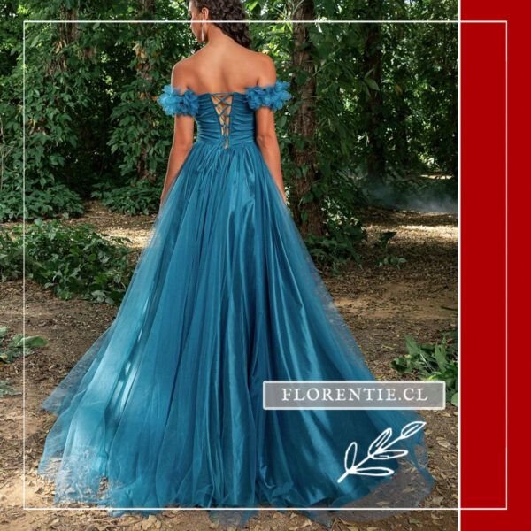 Espalda vestido graduacion azul petroleo