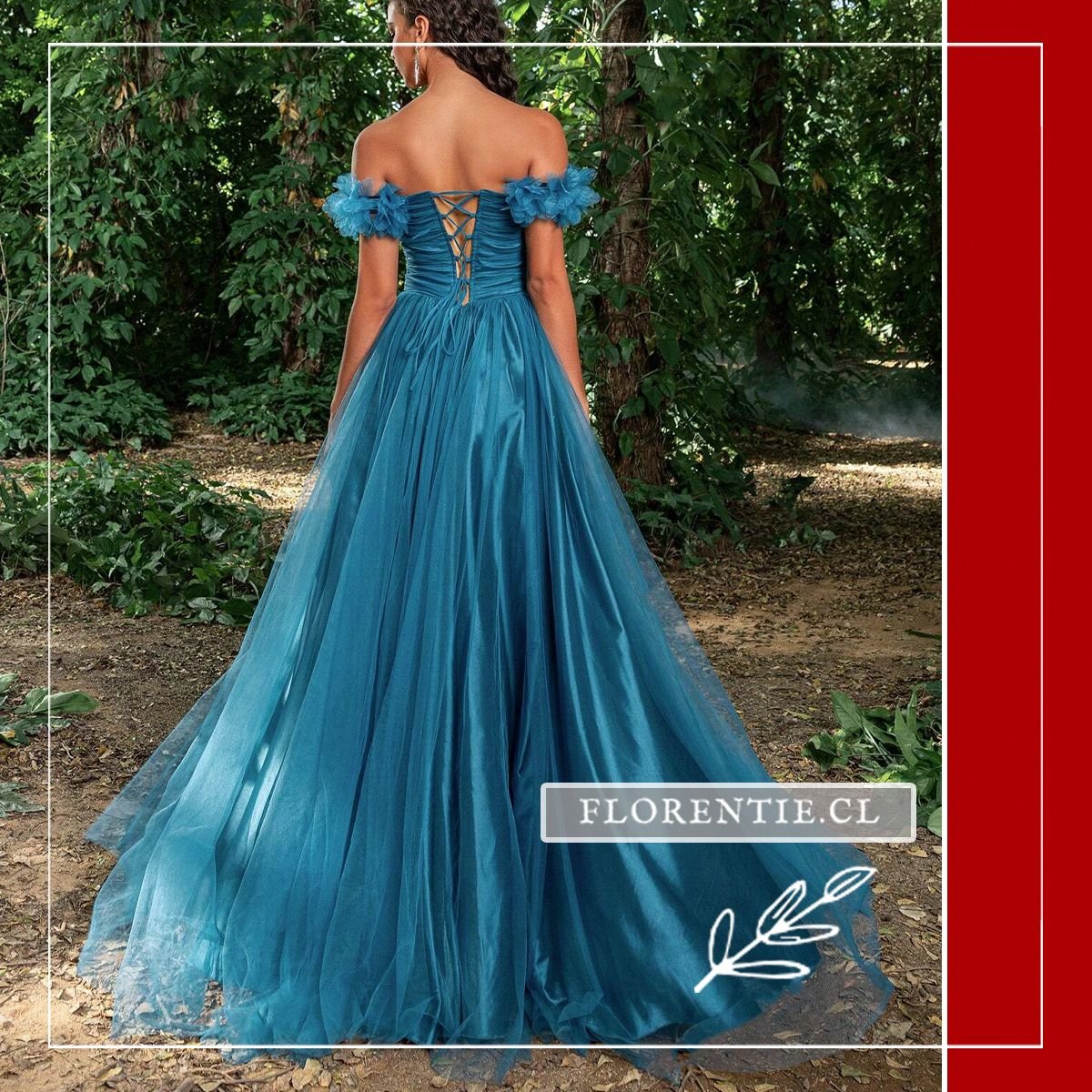Espalda vestido graduacion azul petroleo