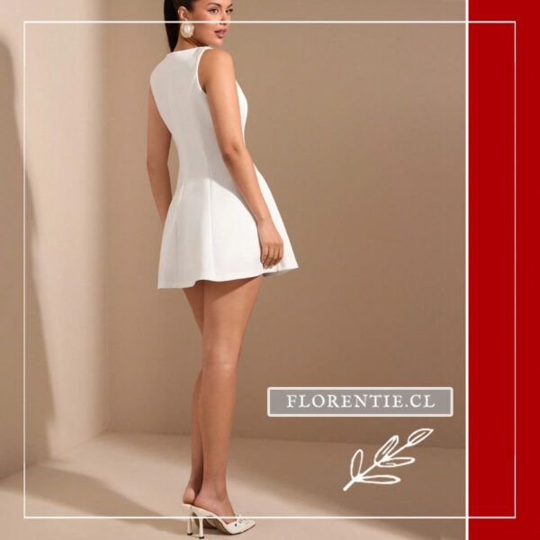 Espalda vestido graduacion blanco corto