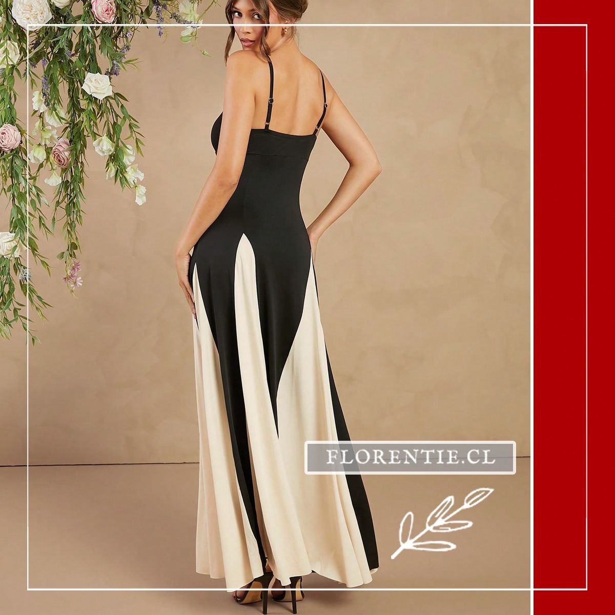 Espalda vestido graduacion blanco y negro