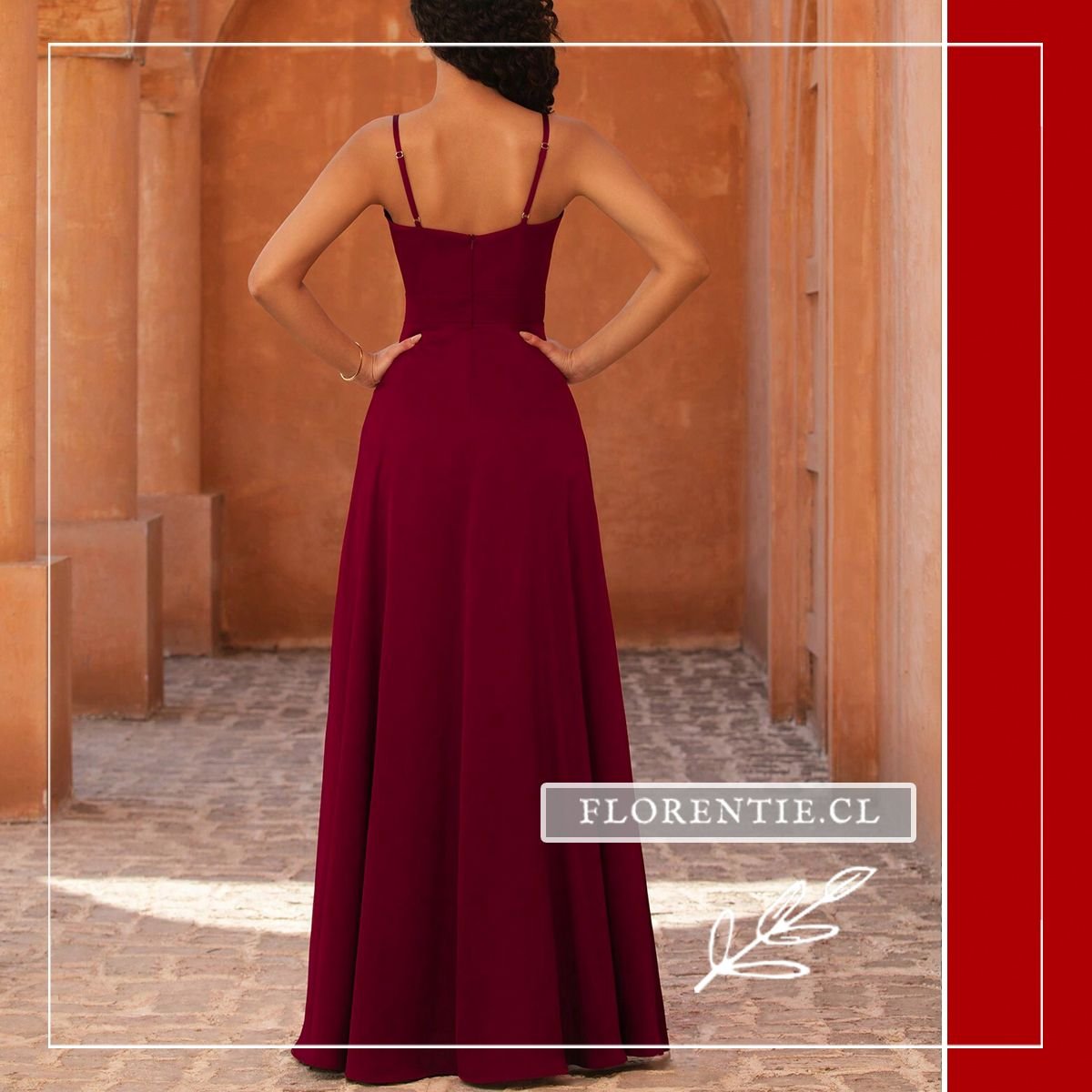 Espalda vestido graduacion burdeos