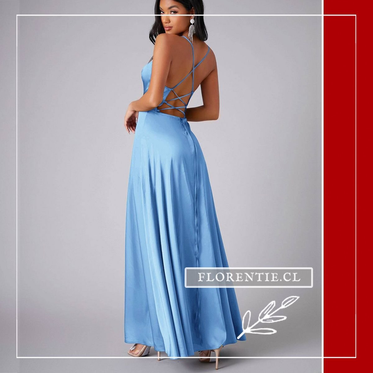 Espalda vestido graduación celeste