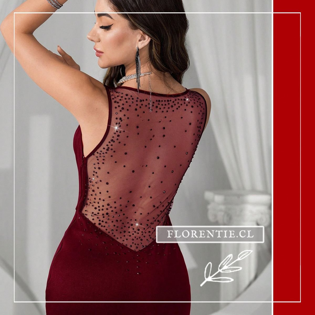 Espalda vestido graduación color vino