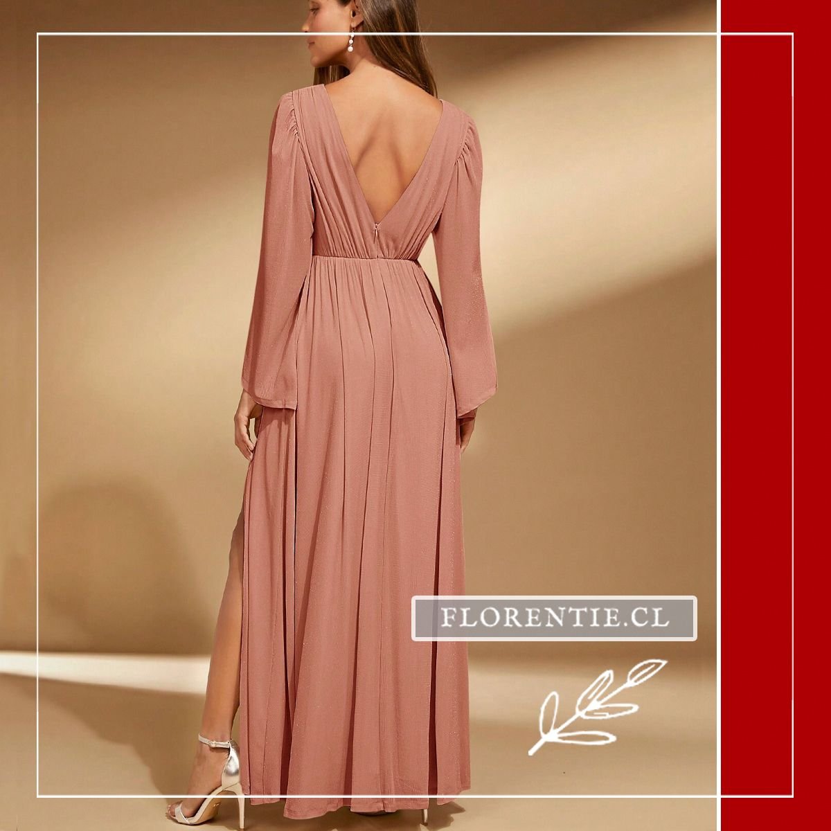 Espalda vestido graduación con mangas