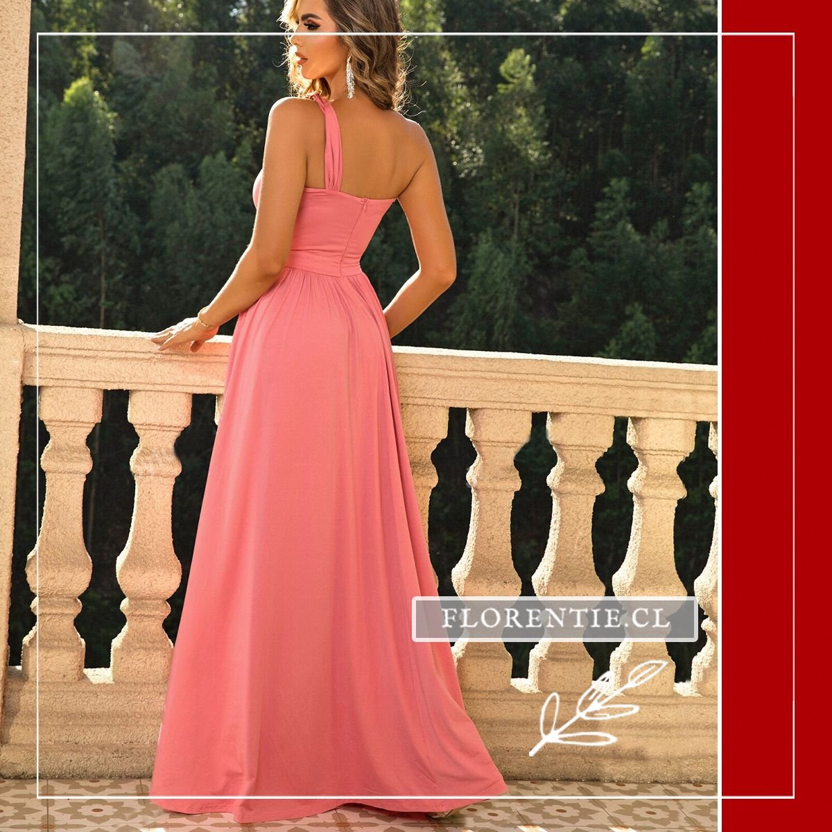 Espalda vestido graduación coral