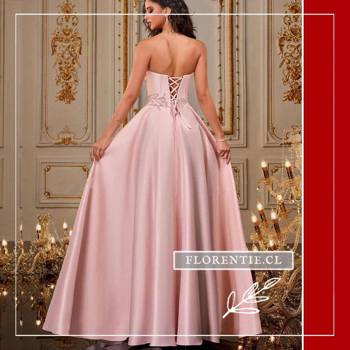 Espalda vestido graduación corte princesa