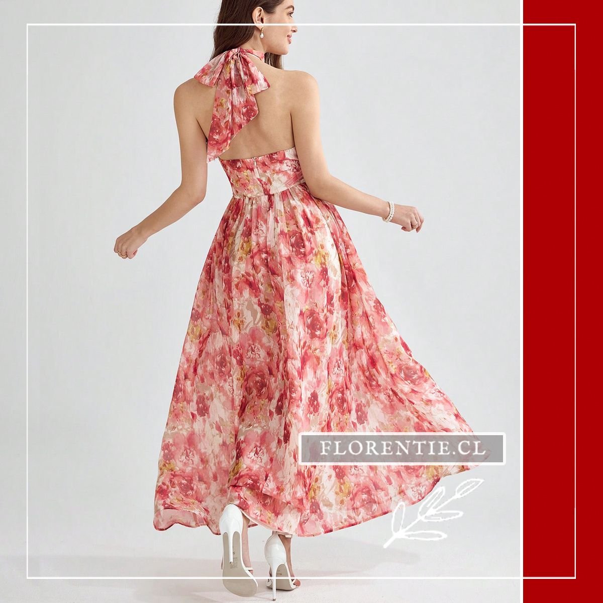 Espalda vestido graduacion estampado