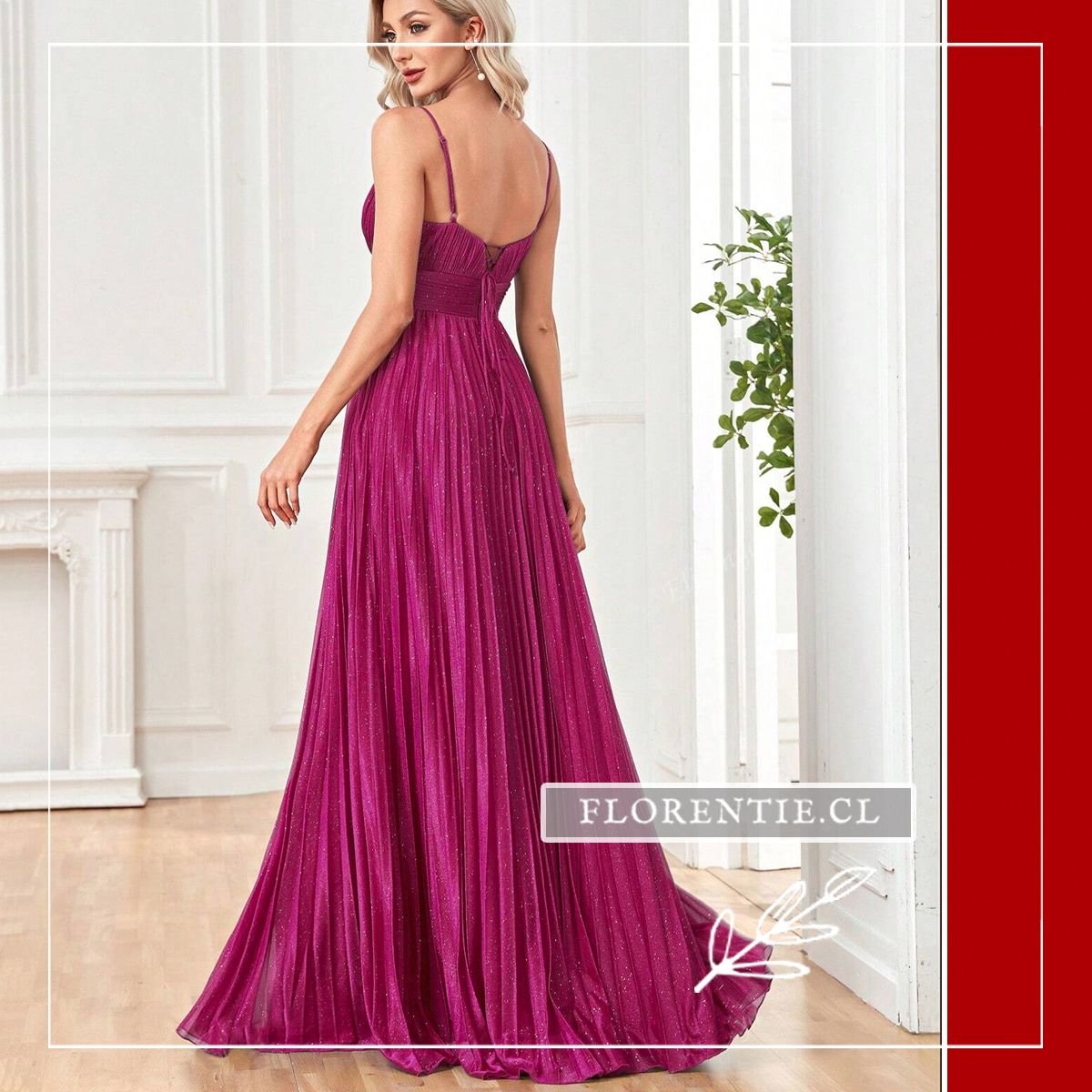 Espalda vestido graduacion fucsia