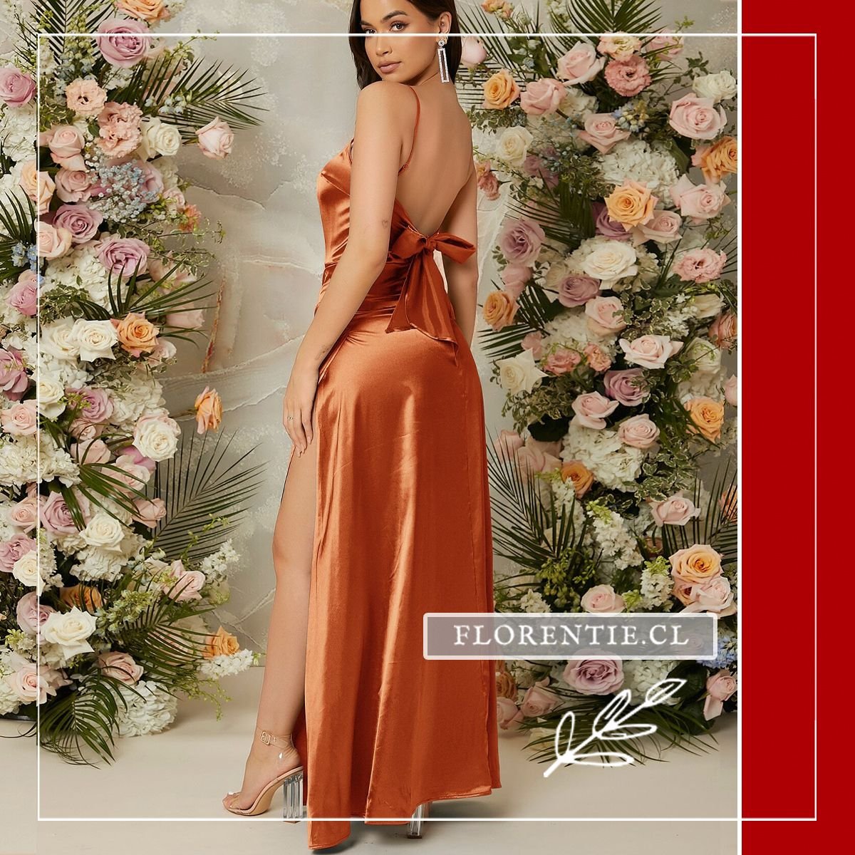 Espalda vestido graduacion largo naranja