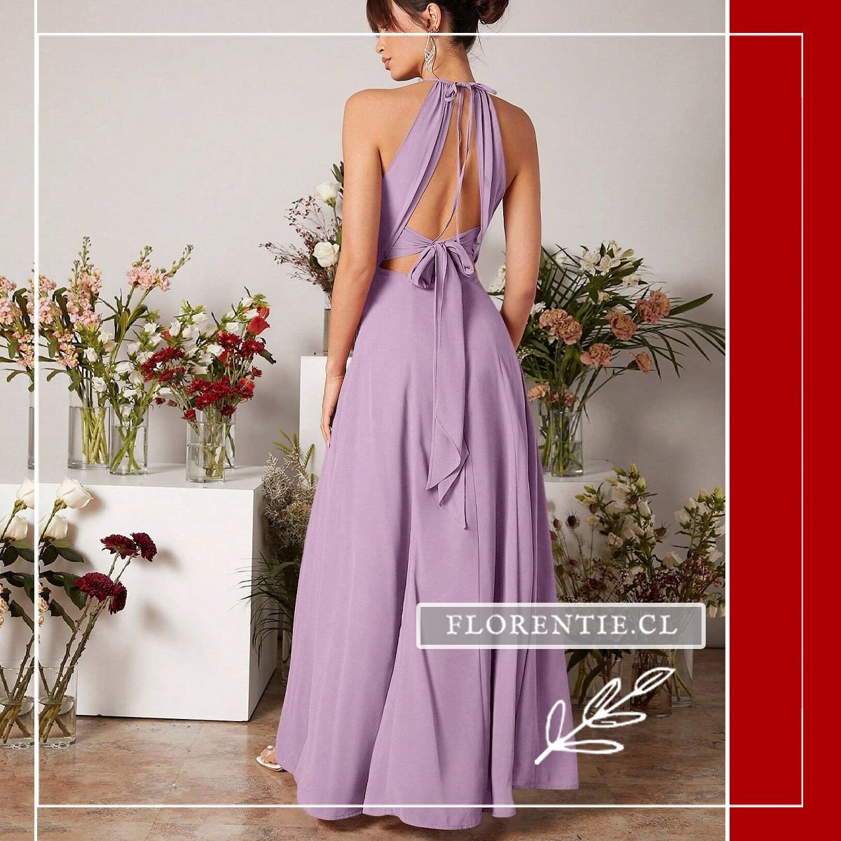 Espalda vestido lila fiesta