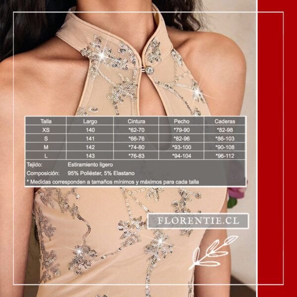 Medidas vestido fiesta cuello mao