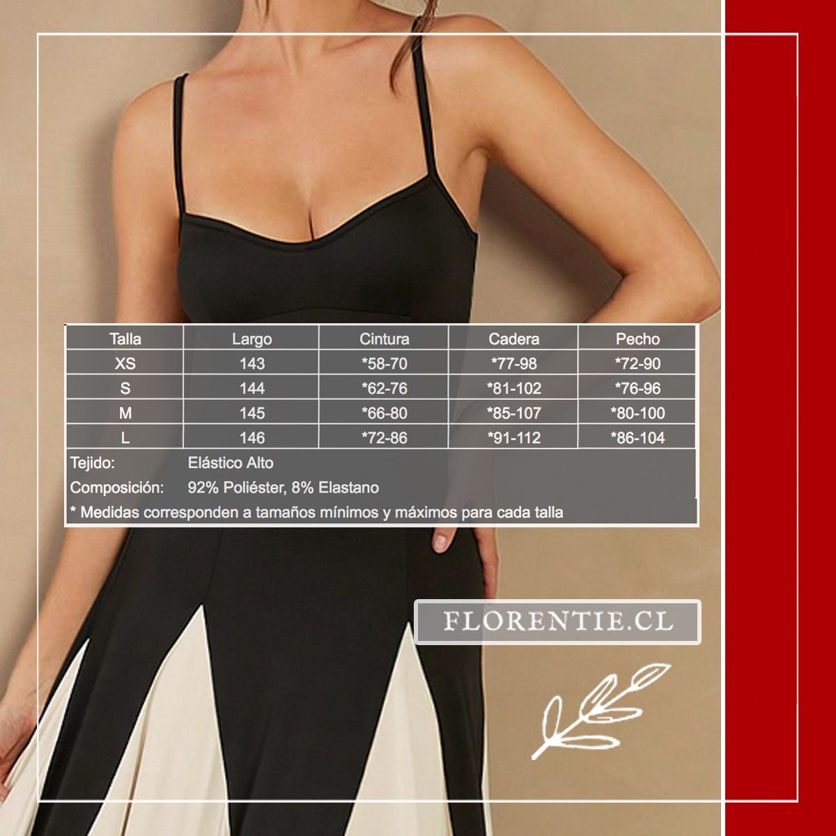 Medidas vestido graduación blanco y negro