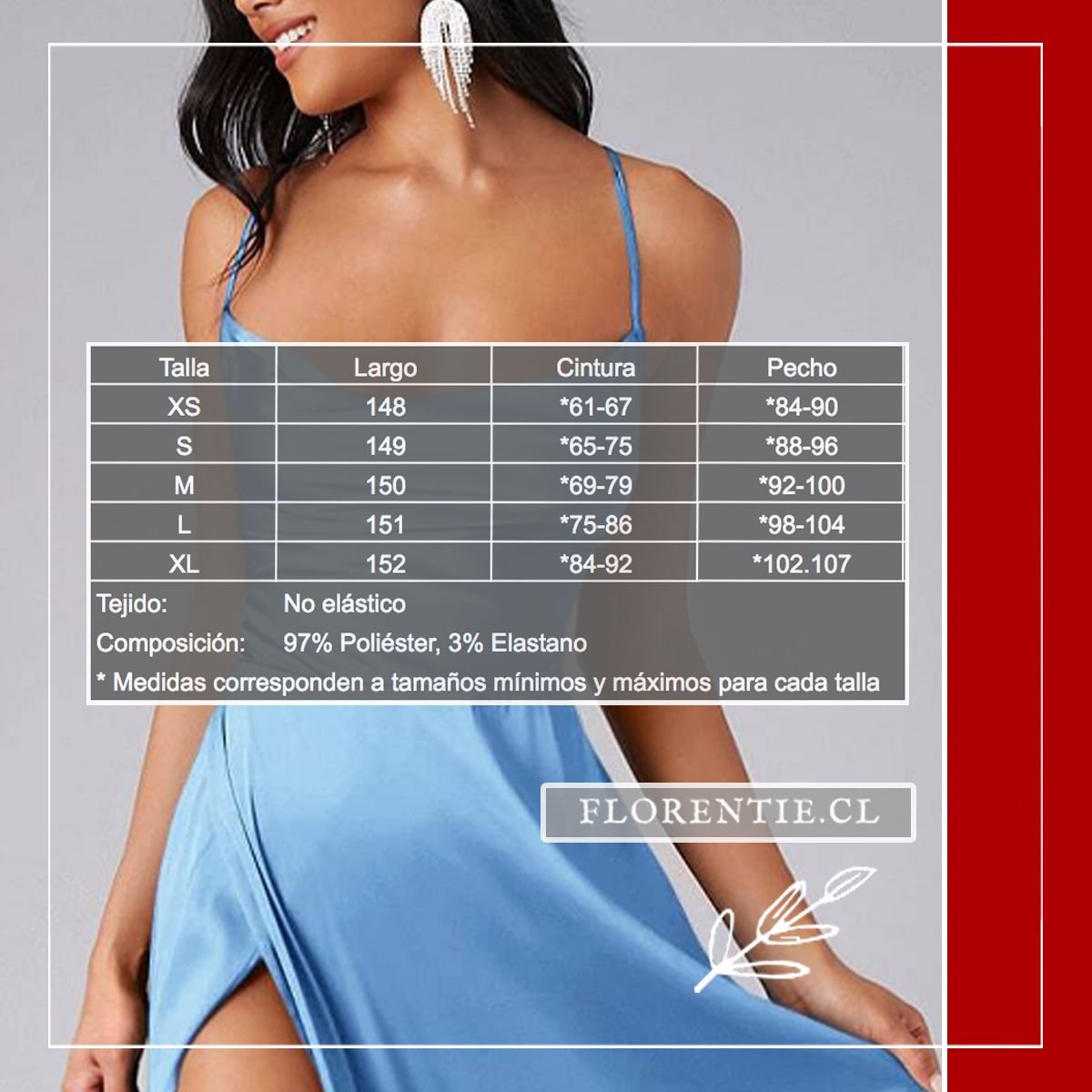 Medidas vestido graduación celeste