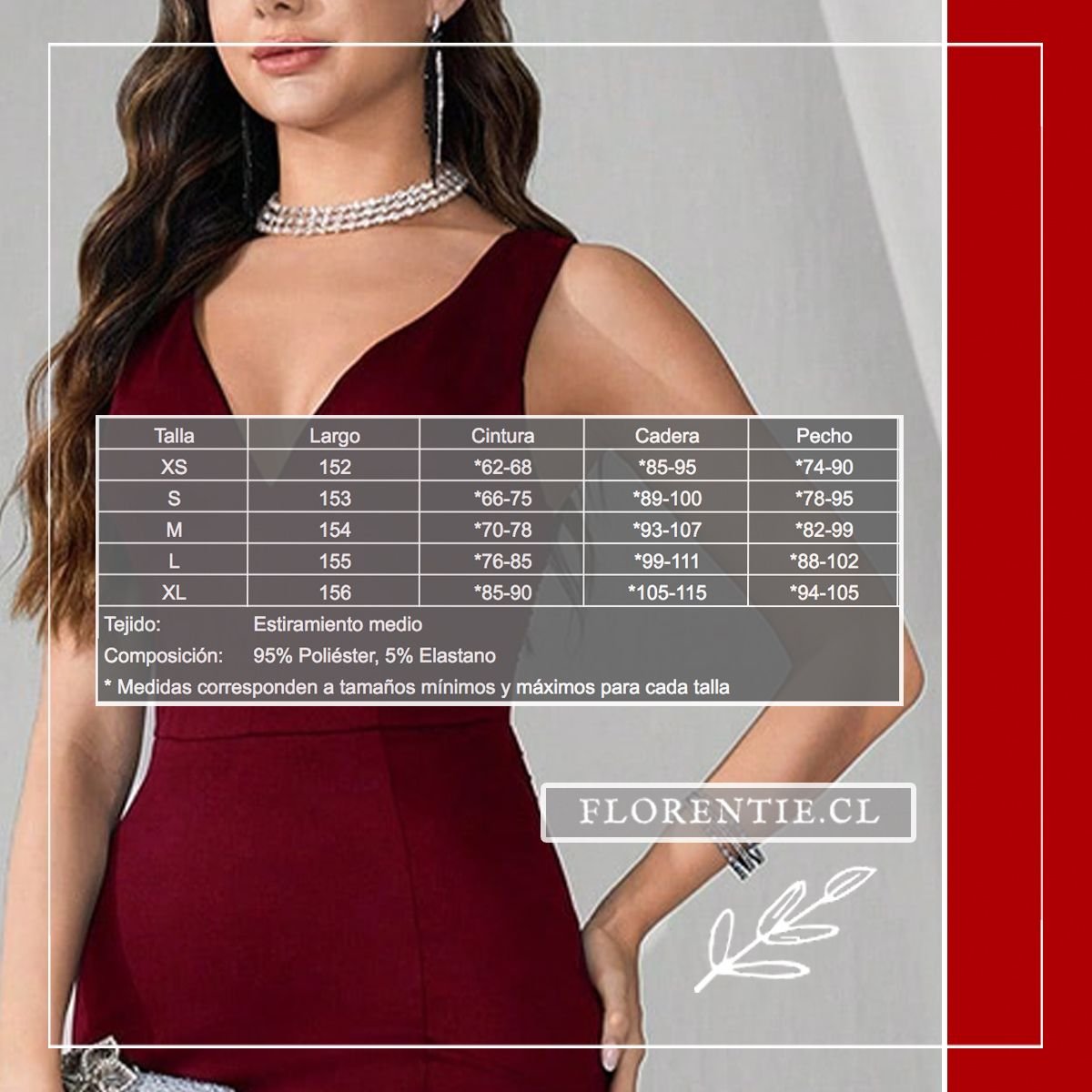 Medidas vestido graduación color vino