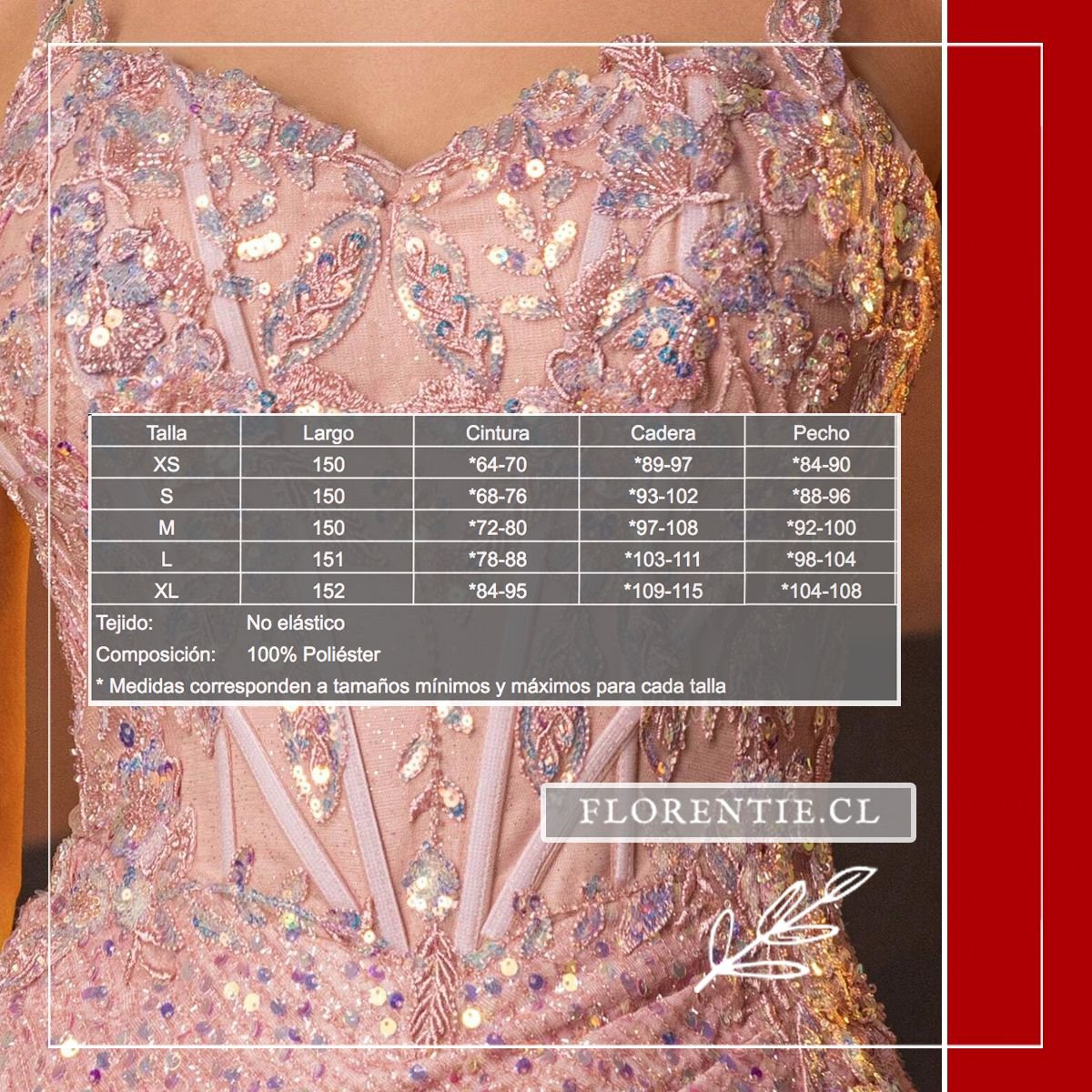 Medidas vestido graduación corset