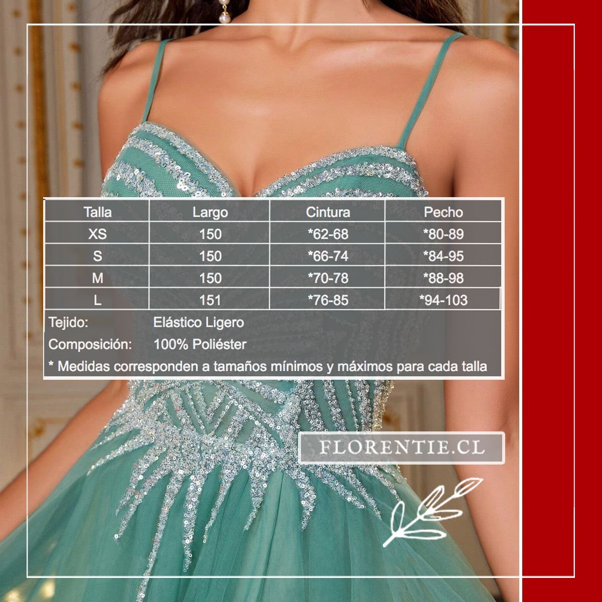 Medidas vestido graduación corte A