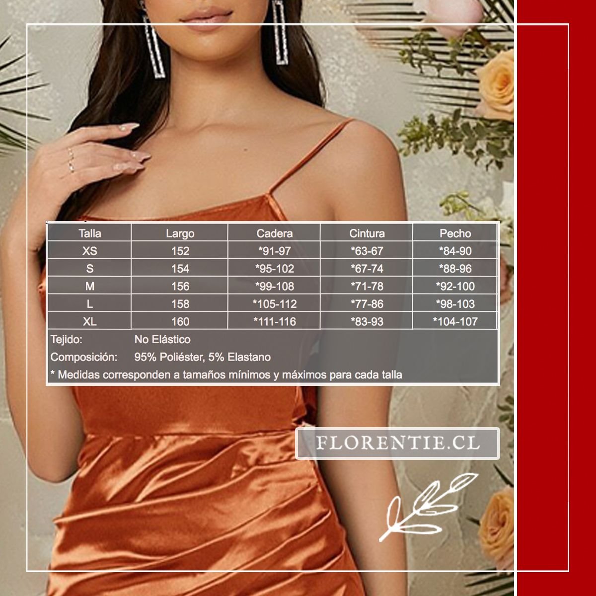 Medidas vestido graduación largo naranja