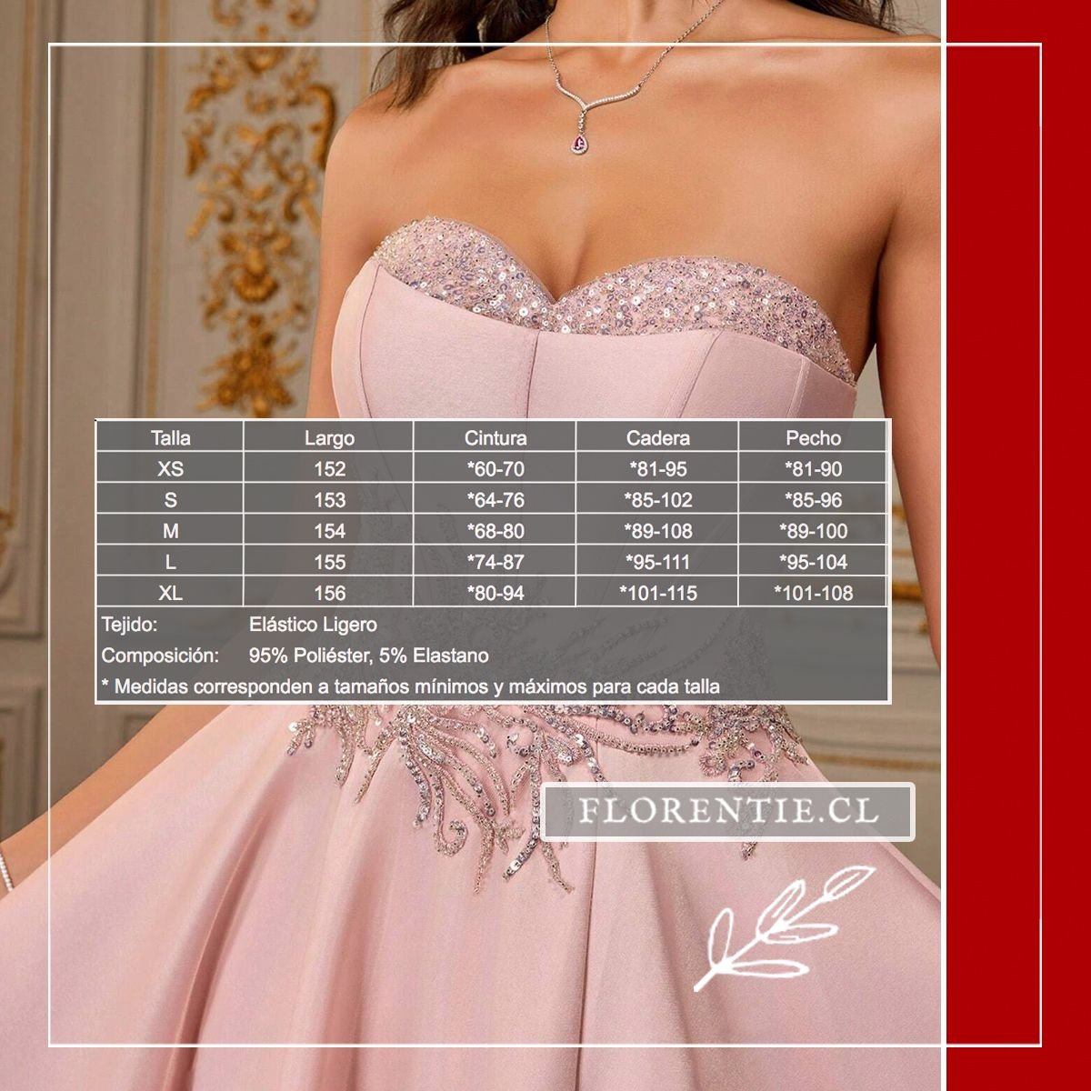 Tabla medidas vestido graduación corte sirena