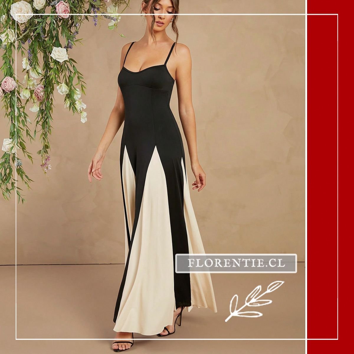 Vestido blanco y negro graduación