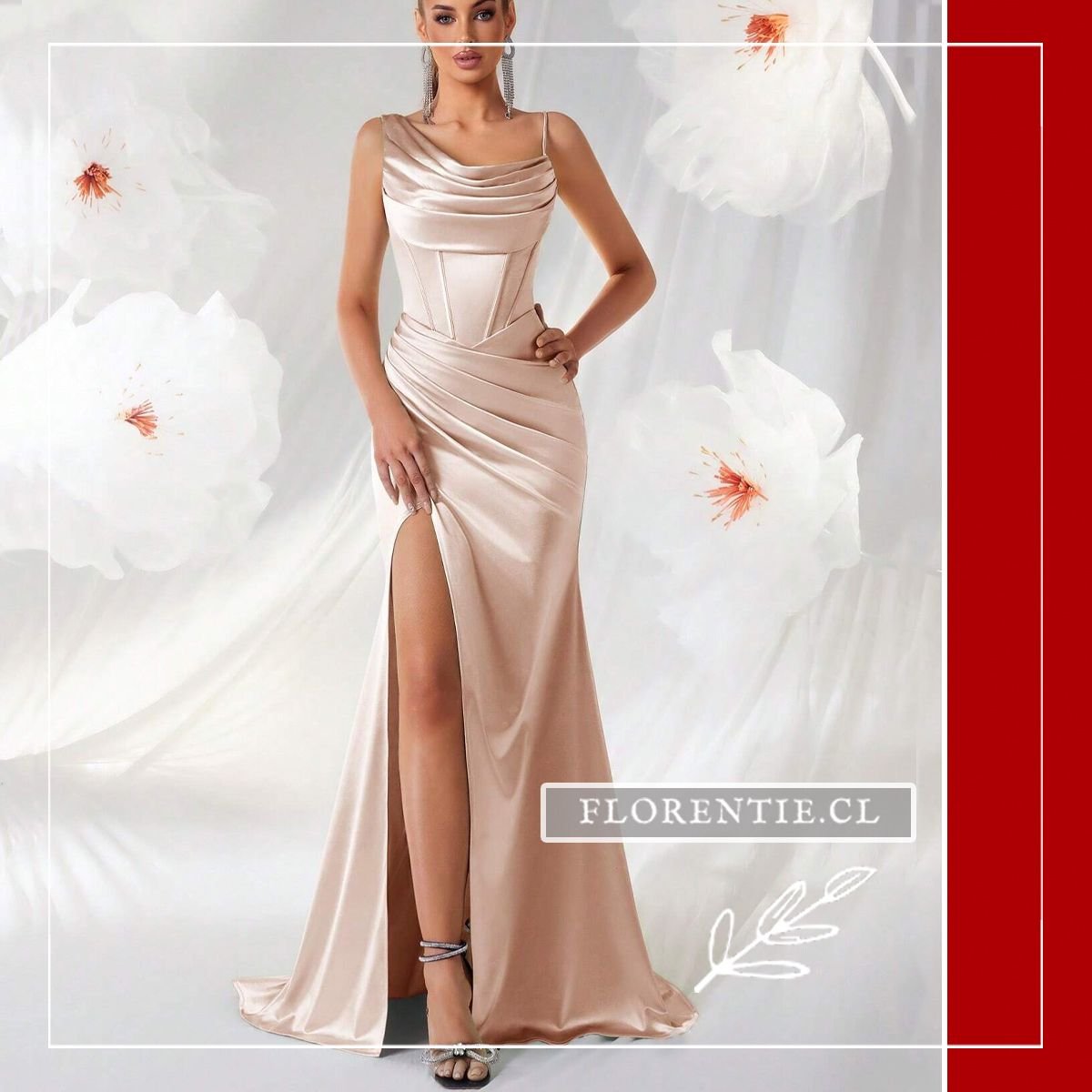 Vestido color beige graduacion