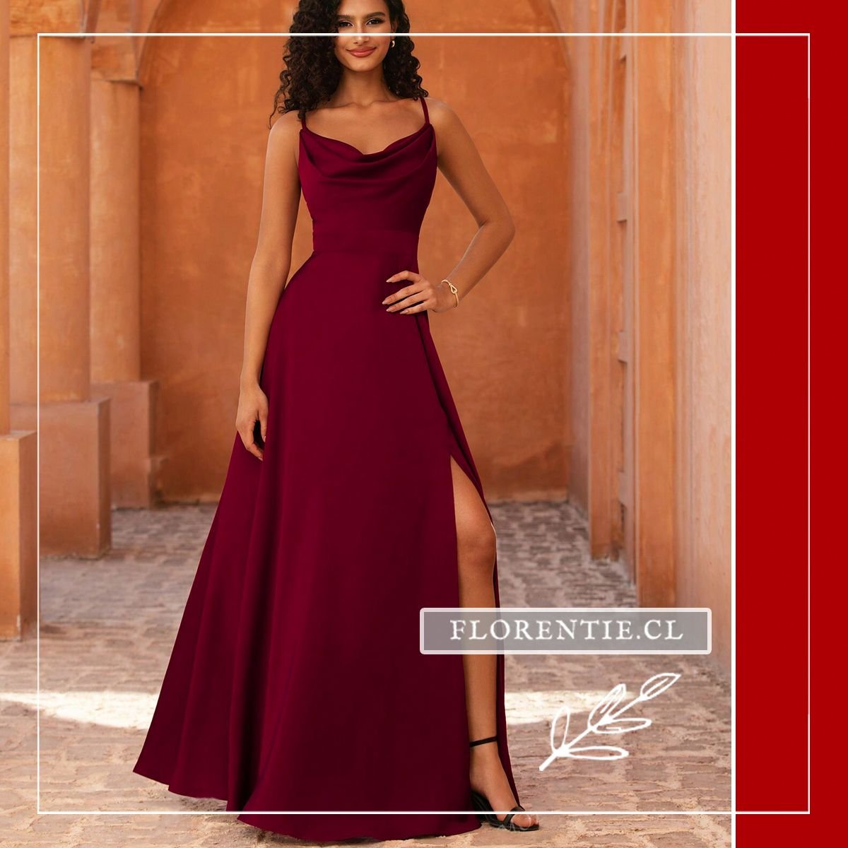 Vestido cuarto medio burdeo