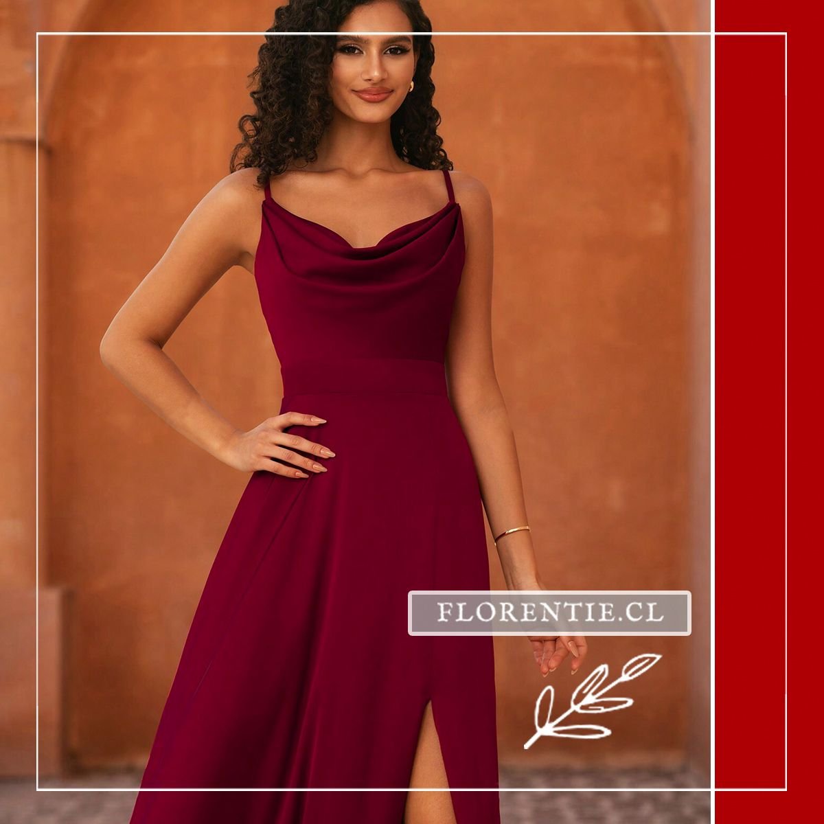 Vestido cuarto medio burdeos