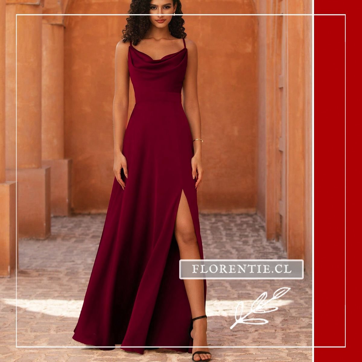 Vestido cuarto medio color burdeo