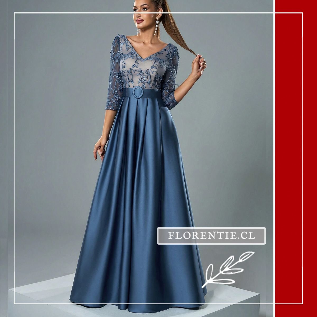 Vestido dama de honor azul acero