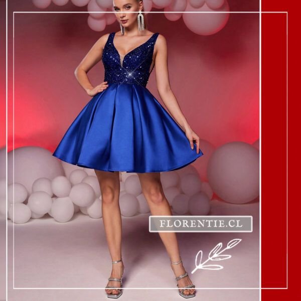 Vestido de graduación azul corto