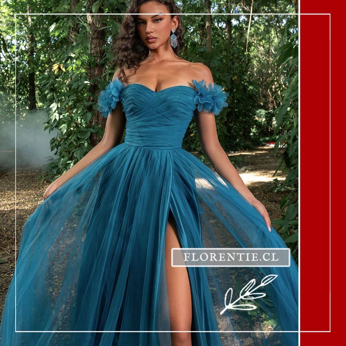 Vestido de graduación azul petróleo