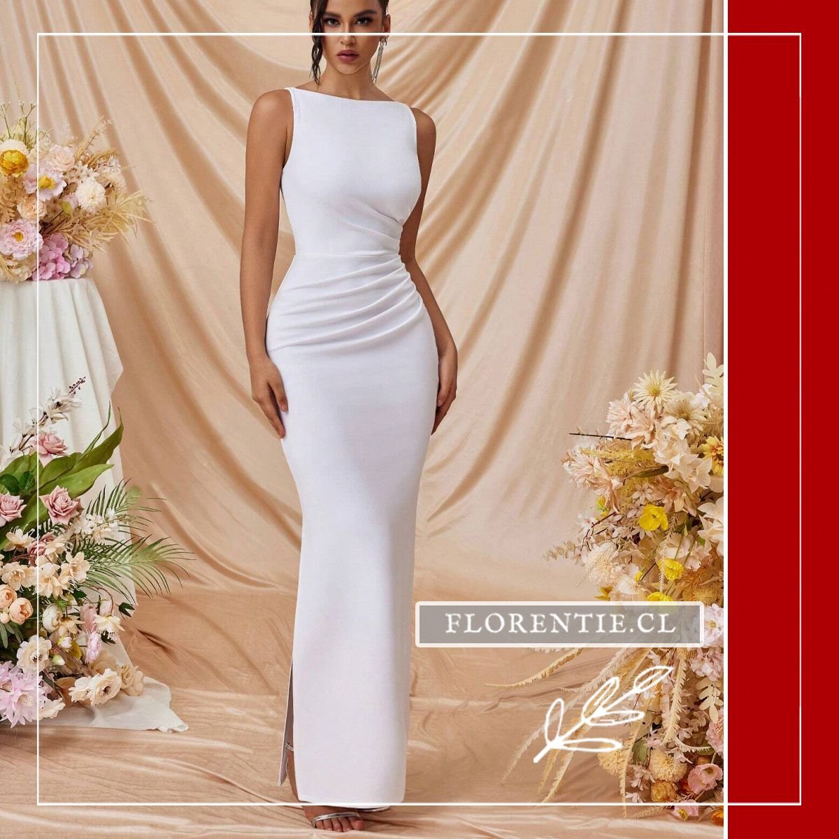 Vestido de graduación blanco largo