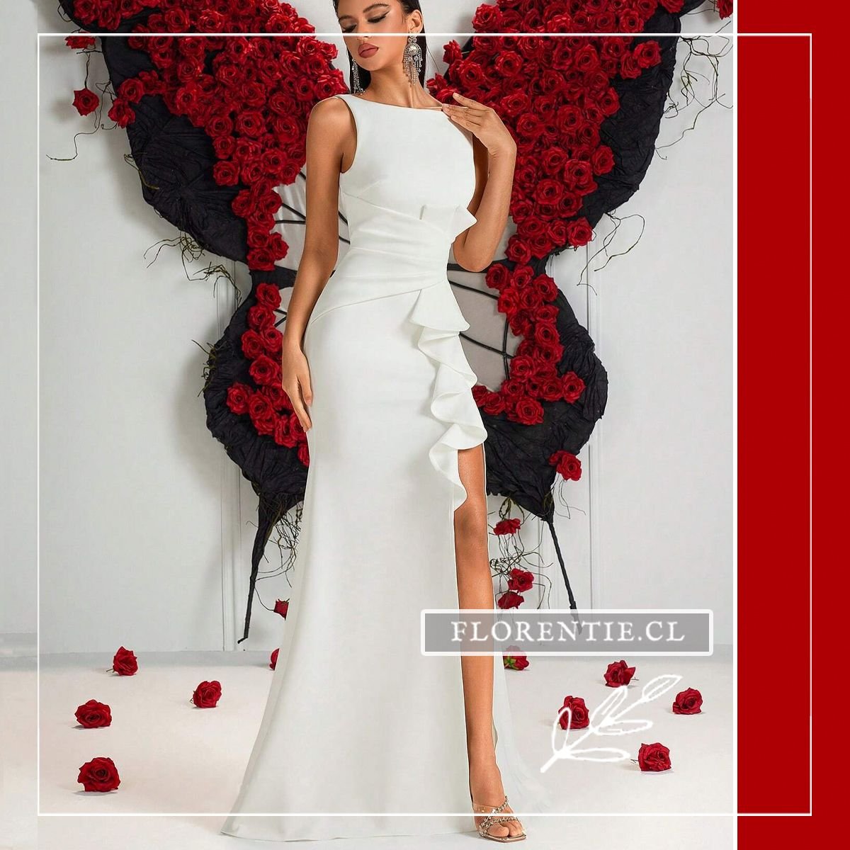 Vestido de graduación blanco largo