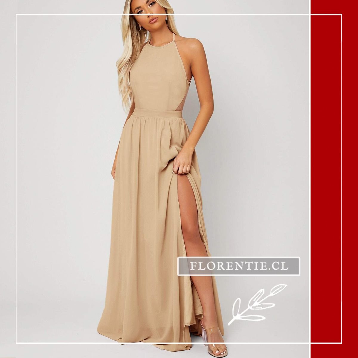 Vestido de graduación color crema Vera