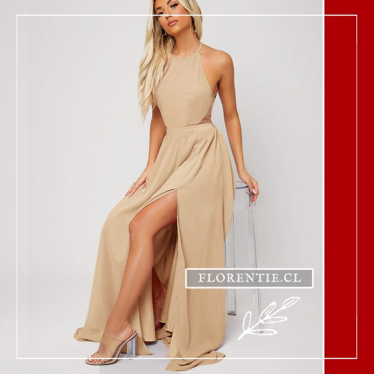 Vestido de graduación color crema