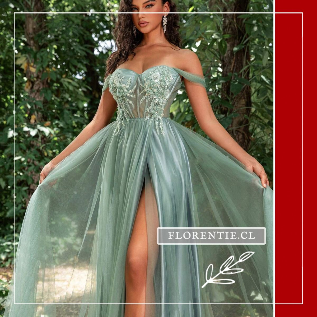 Vestido de graduación color verde claro