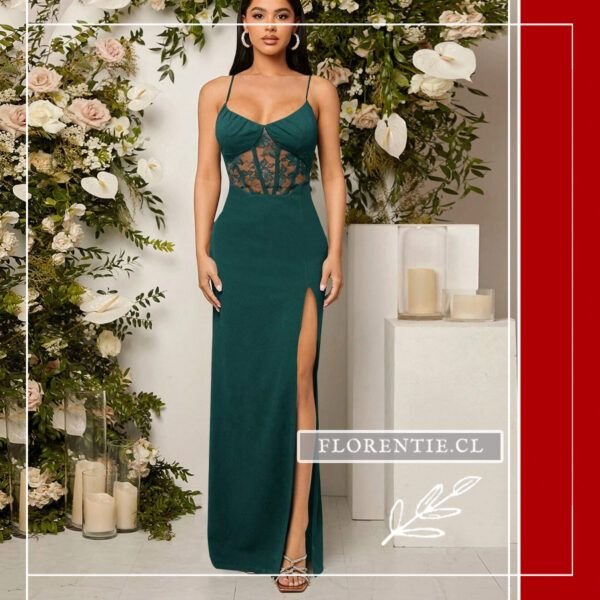 Vestido de graduacion color verde oscuro