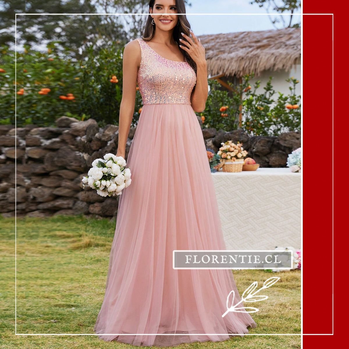 Vestido de graduación rosa claro