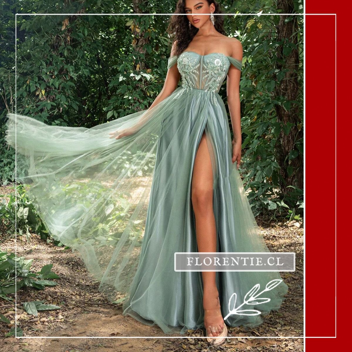 Vestido de graduación verde claro Loretta